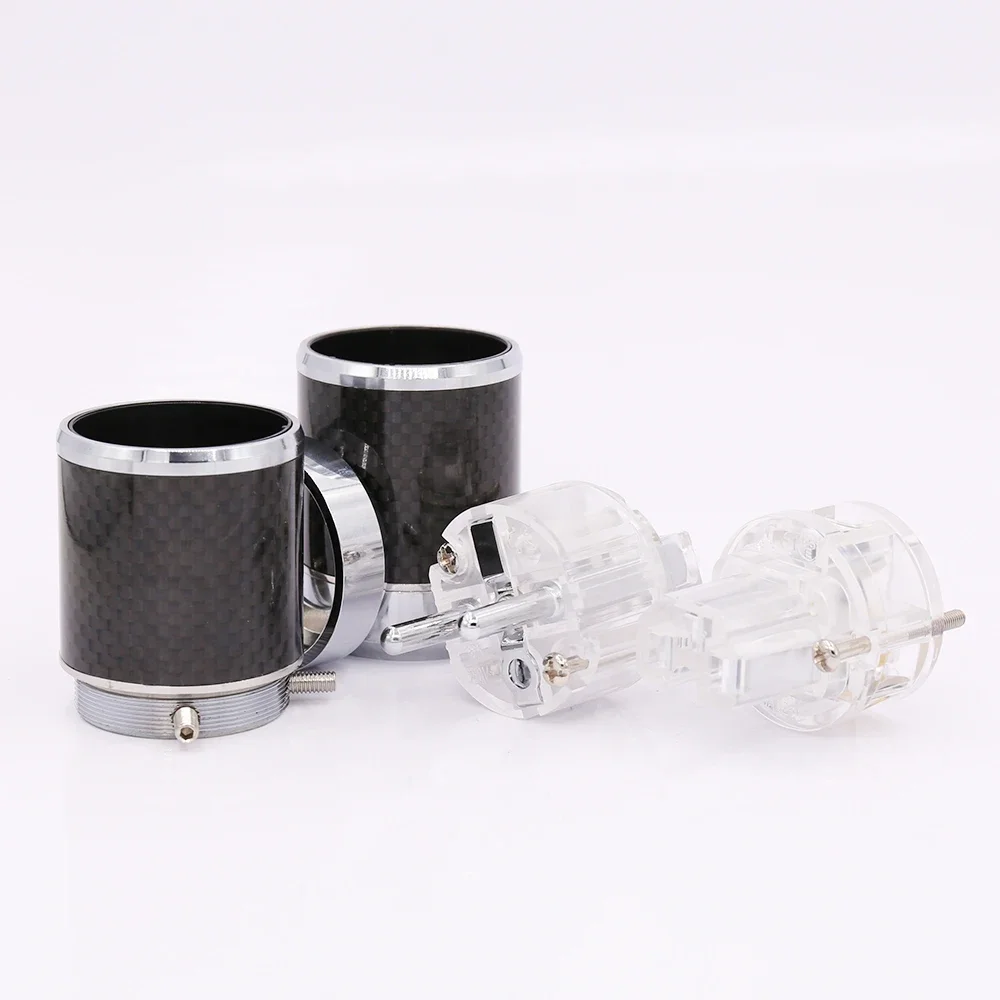 Carbon Fiber Rhodium Plated EU Schuko Power Plug Male+ Female Connector hifi