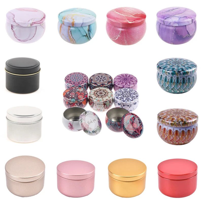 24 Styles Candle Jars With Lid Round Candle Container Tins Tinplate Can DIY Salves Skin Care Samples Storage Travel Empty Box