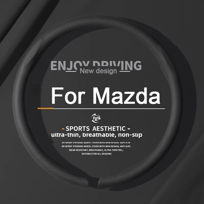 8D Car Steering Wheel Cover Breathable Leather Non-slip Booster Cover For Mazda 2 3 5 6 Atenza CX-3 CX-4 CX-5 CX-7 CX-8 CX-9