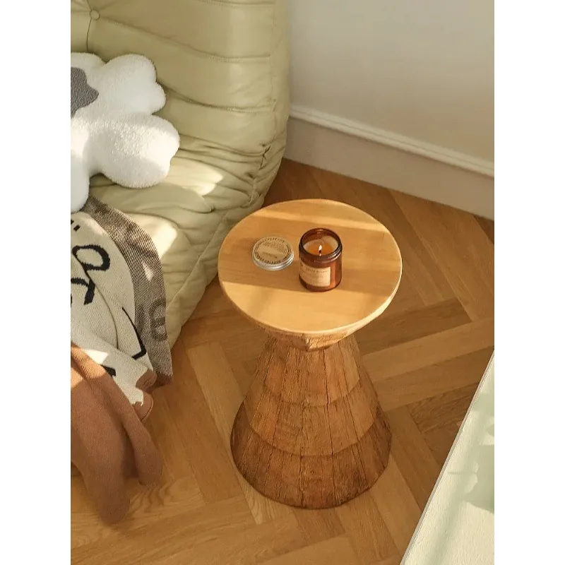 

Elegant Nordic Coffee Tables Sofa Side Table Balcony Tea Table Storage Rack Retro Magnesium Oxide Bedside Living Room Furniture