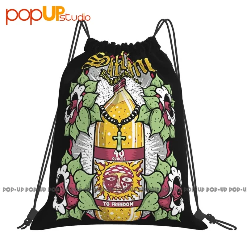 Sublime 40 Oz. Bottle To Freedom Lbc Rock Band Drawstring Bags Gym Bag Travel Eco Friendly