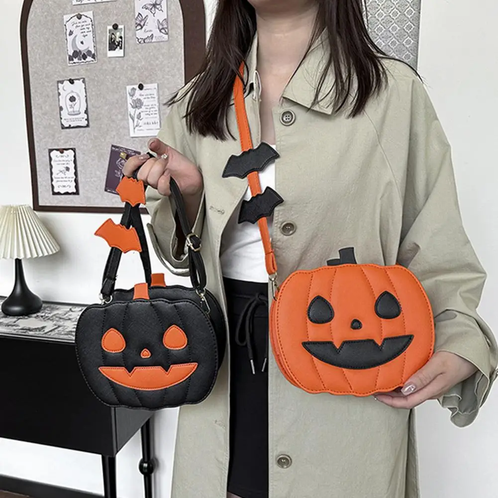 กระเป๋าฟักทองฮาโลวีน กระเป๋าสะพายข้างฟักทองฮาโลวีนเทศกาลสําหรับงานปาร์ตี้ กระเป๋าสนุกพร้อมสายสะพายไหล่ปรับได้สําหรับถนน