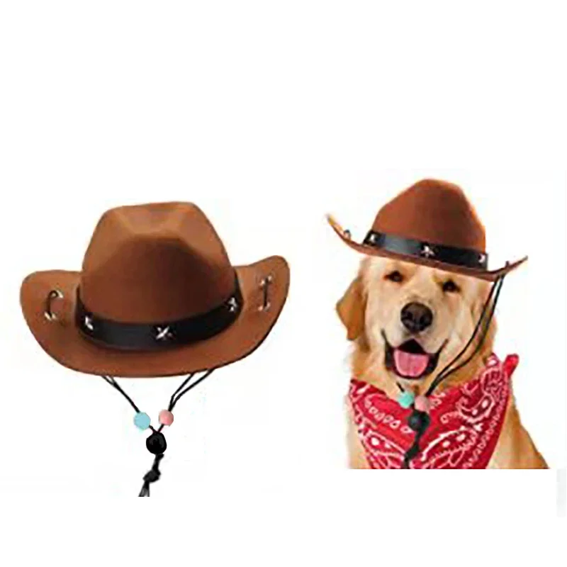 

Pat Cowboy Hat Pet Headgear Western Cowboy Hat Photo Dog Small Helmet Grass Woven Cowboy Pet Hat