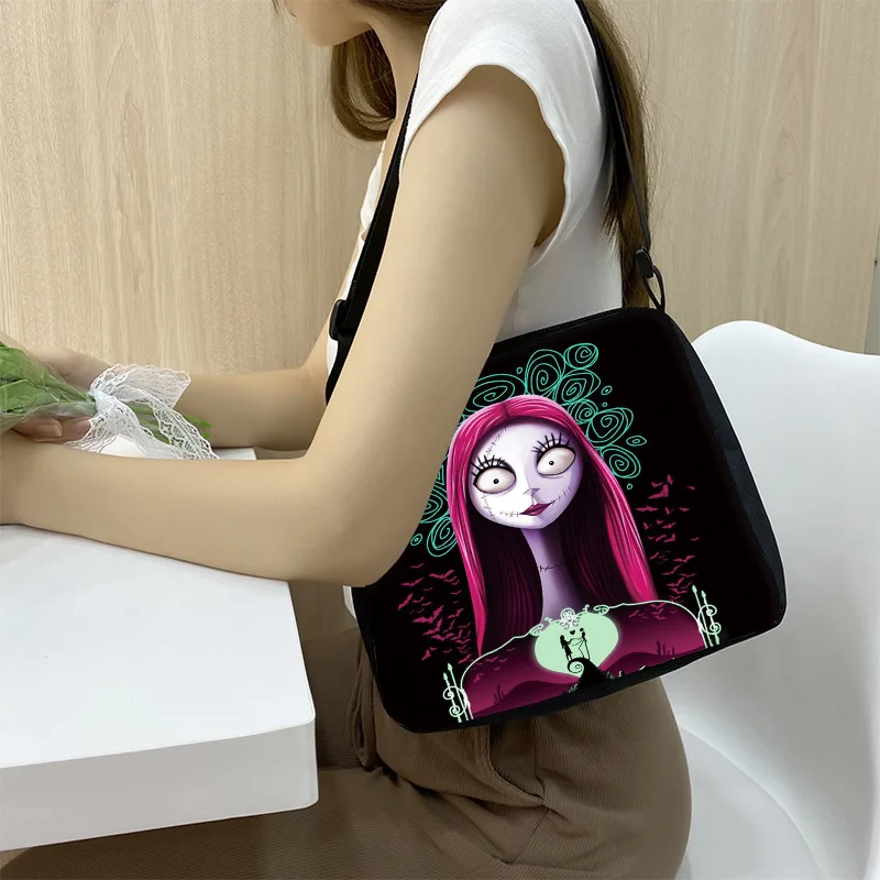 Disney Movie The Nightmare Before Christmas Crossbody Bag Jack Skellington Cartoon Pattern Underarm Bag Girls Gift Shoulder Bags