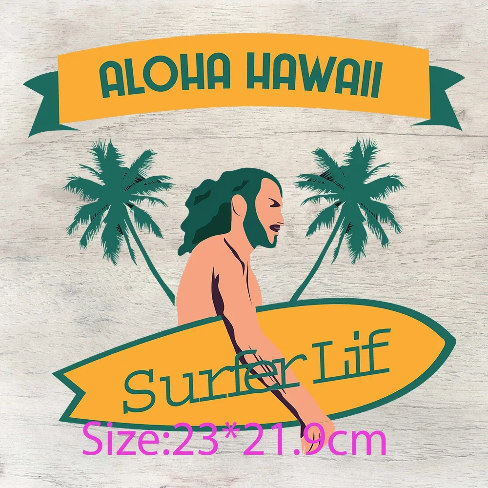 Ready to Press on Garment  Surf Waves Enjoy Holiday Summer Vacation Vibes Sports DTF Transfers custom patch