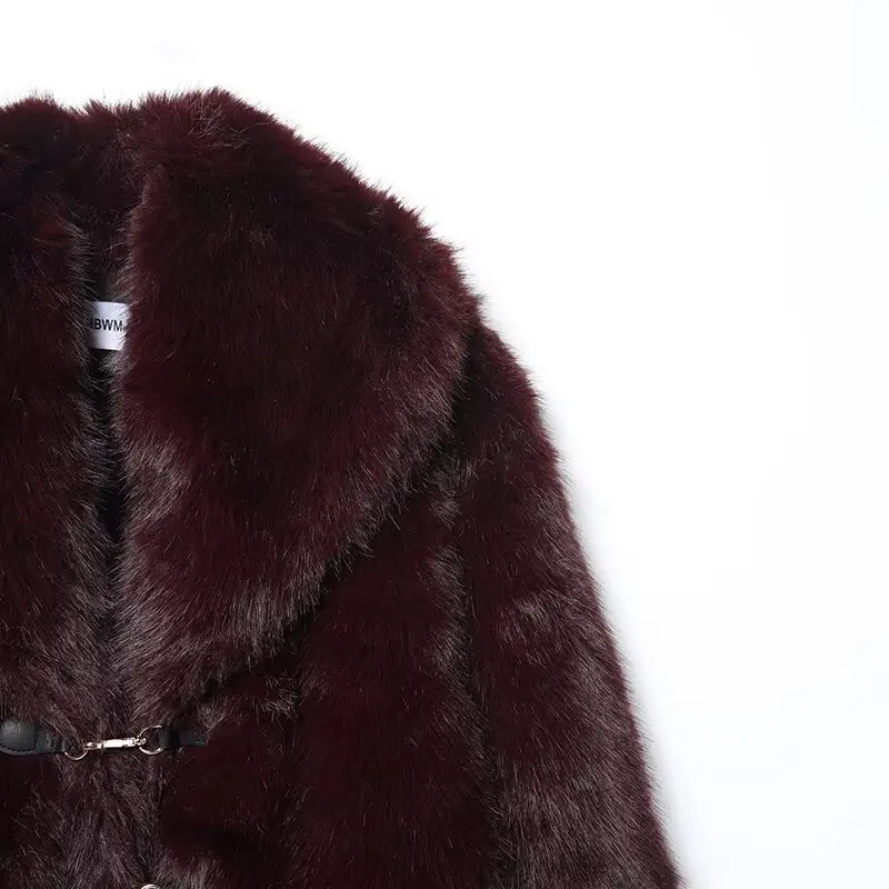 HipSeam المرأة قصيرة معطف الفرو فو مع تبديل الخريف عادية كبيرة التلبيب طوق جيب المرأة معطف سترة دافئة الإناث شيك القمم #4