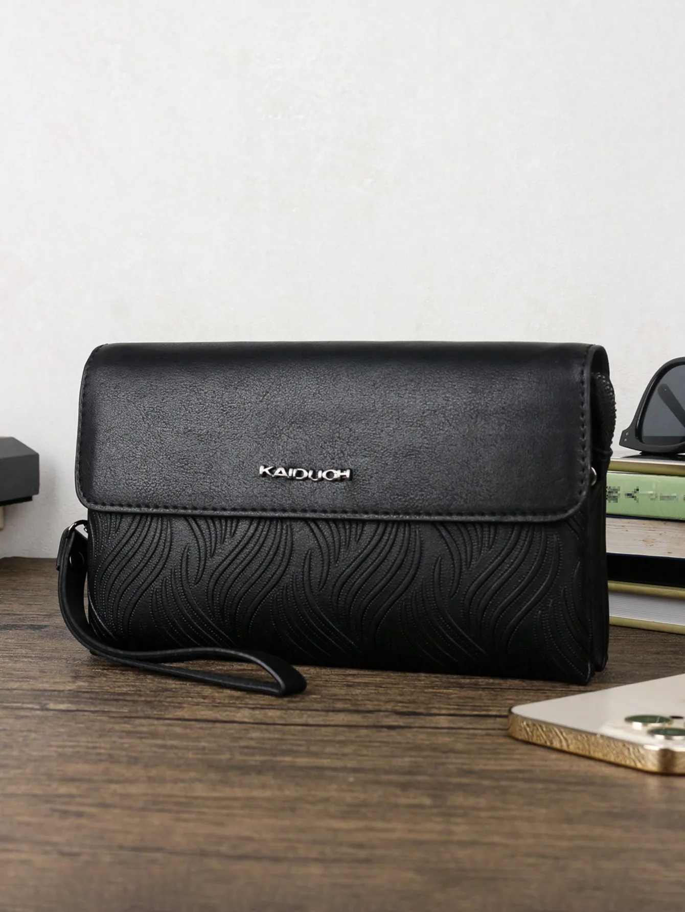 Fashion Casual Clutch Bag Business Travel Large Capacity Multi-compartment Flap Zipper Wristlet Bag Cell Phone Bag Tote Bag