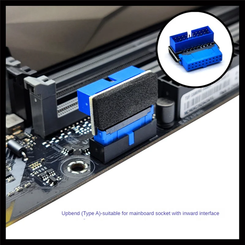 USB Header Adapter USB3.2 GEN1 19Pin/20Pin Socket 90 Degree Steering Elbow Converter DIY Desktop Motherboard A