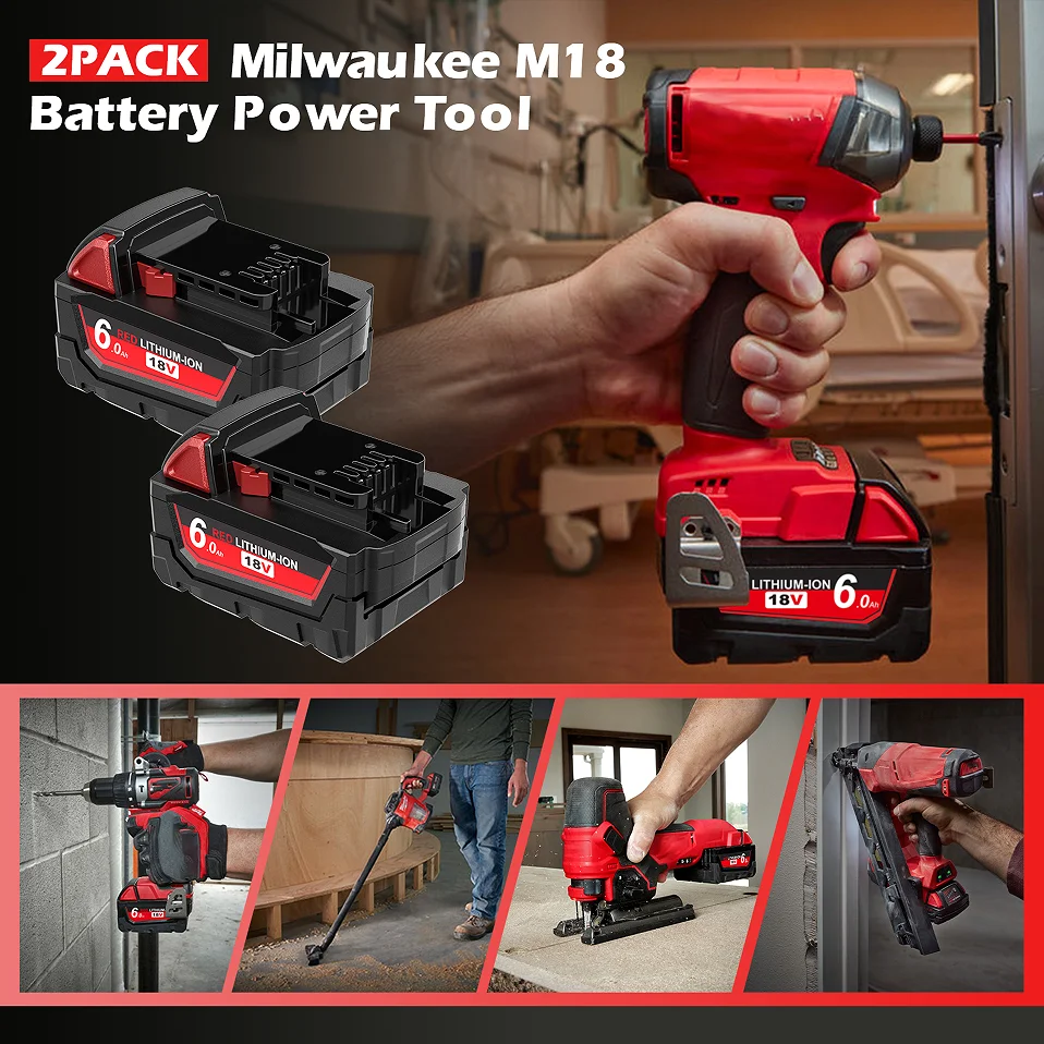 For Milwaukee 18V 6000mAh Rechargeable Tools Battery 18650 Lithium Battery Replacement M18 48-11-1815 48-11-1850 M18 Power Tool