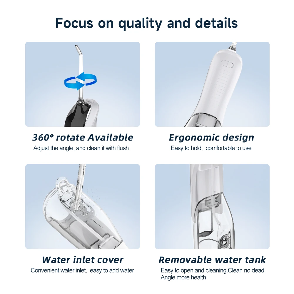 Rechargeable Portable Professional Oral Irrigator  Water Flosser for Effective Teeth Cleaning