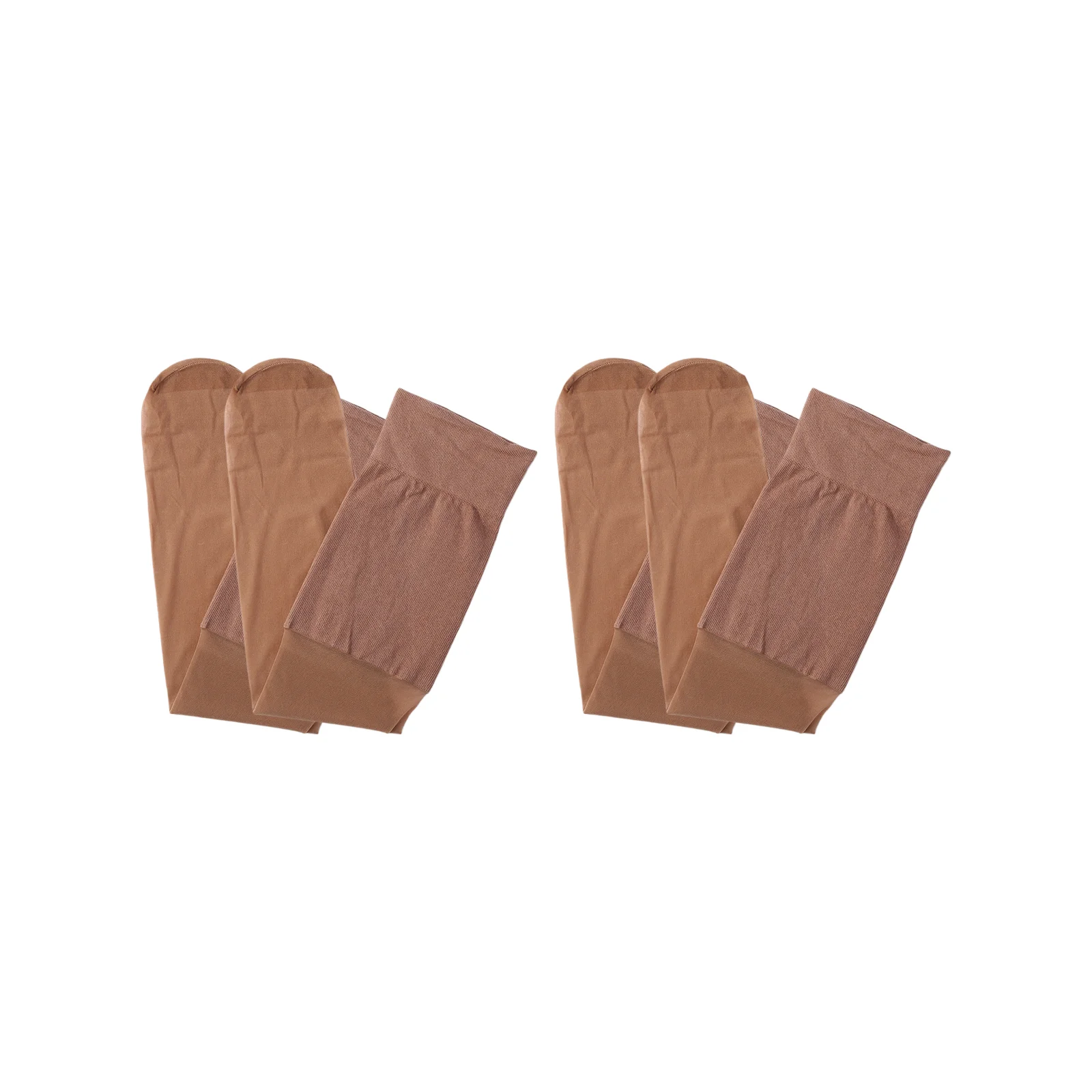 Three-color combination of knee-padded long-tube anti-snatch stockings (brown + skin color + black)