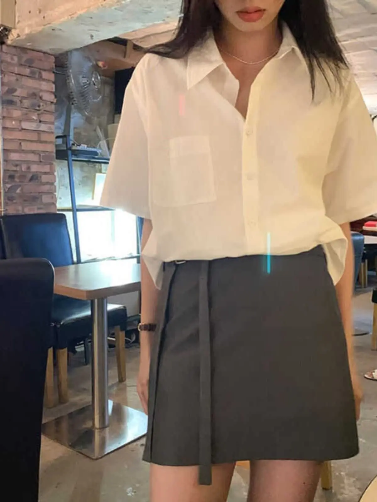 

Summer Women's Short Sleeve Shirt Gentle Style Korean Version College Style Fashionable Youthful Versatile Top Elegant Soft Wind