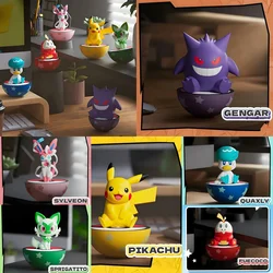 Original pokemon gengar sprigatito fuecoco quaxly sylveon pichu anime tumbler figura brinquedo dos desenhos animados estatueta para o miúdo modelo presente