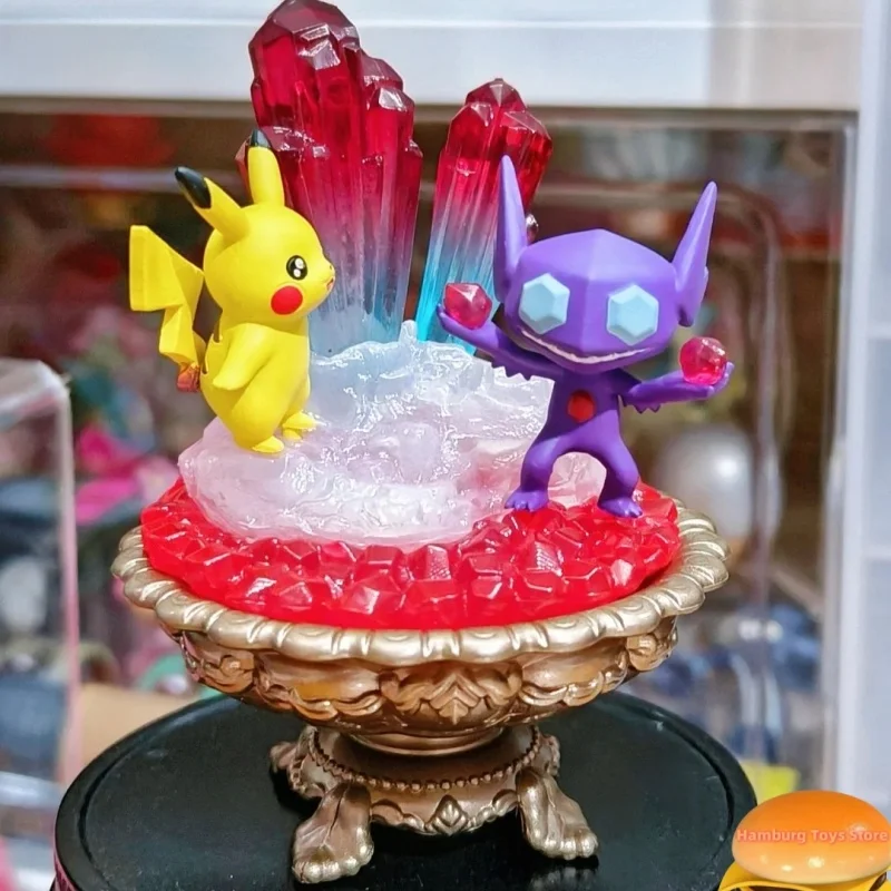 Pokemon Re-Ment Gem Stone Coleção 2 Lustre Dragonair Pikachu E Sableye Sylveon Whimsicott Jirachi Modelo Brinquedos