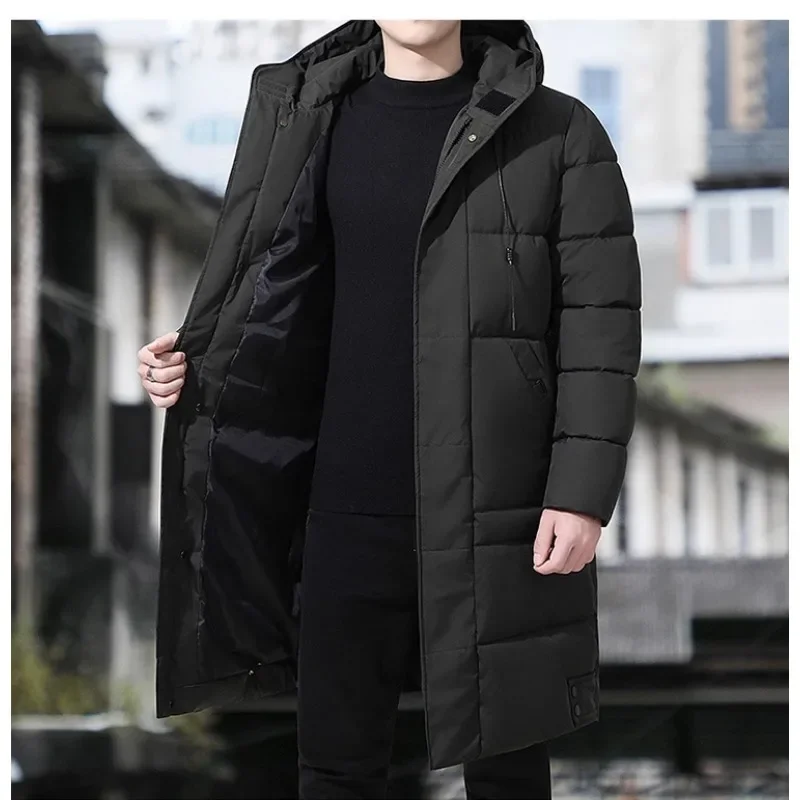 Mid To Long Winter 2024 Thick Casual Trend Versatile Hooded Cotton Jacket for Men Men Clothing