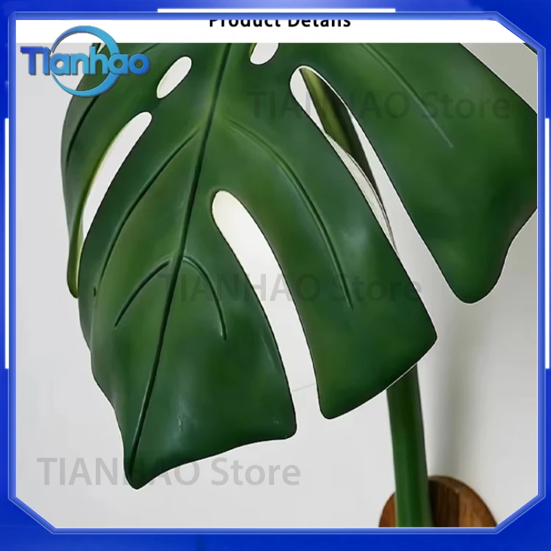 Retro Leaf Resin Wall Lamp for Outdoor Green Bionic Bamboo Wall Light for Living Room Staircase Hallway Landscape Lighting