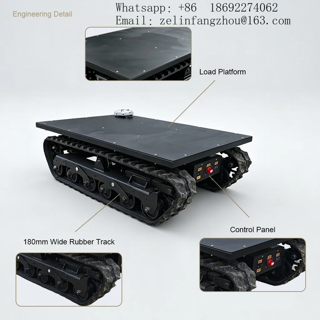 All Terrain Remote Control Intelligent Tracked Chassis Brushless Motor Self Propelled Robot Undercarriage Heavy Duty