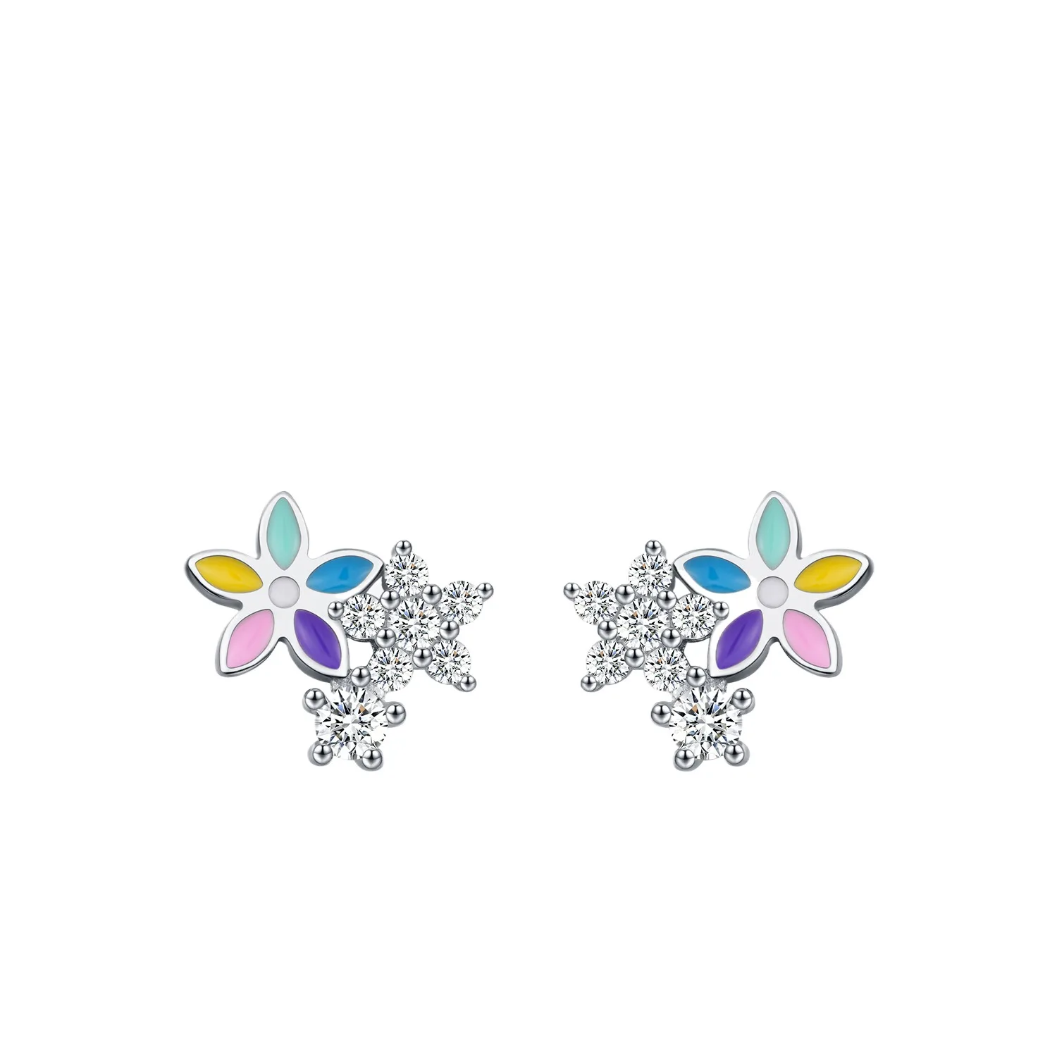 

Dawn's Jewel S925 Sterling Silver Dopamine Colorful Flower Earrings Accessible Luxury Exquisite Dazzling Diamond For Women