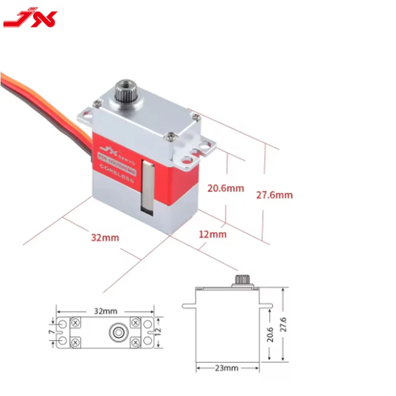 JX Servo PDI-HV2006MG 6,2 kg engranaje de Metal CNC completo sin núcleo HV Servo Digital para RC planeador 500 clase Heli cola y plato cíclico