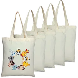 2/5/10pcs DIY Craft Sublimation Tote Bags Blank Canvas Travel Handbag Reusable Bag Shopping Shoulder Bags Washable Heat Transfer