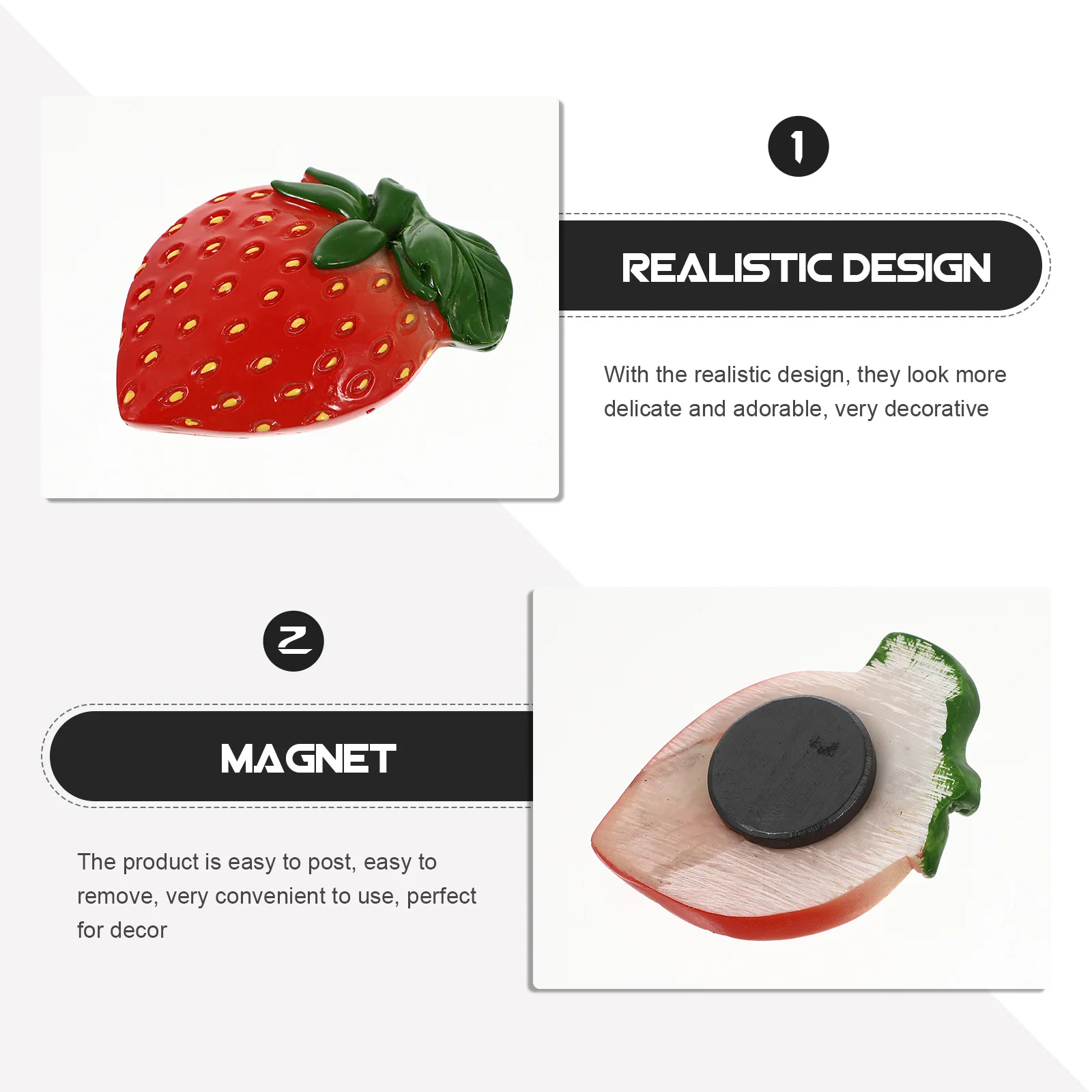 

2Pcs Strawberry Refrigerator Magnets Cute Mini Fridge Stickers Easy Decor for Kitchen Home Magnetic Food Fridge Magnets