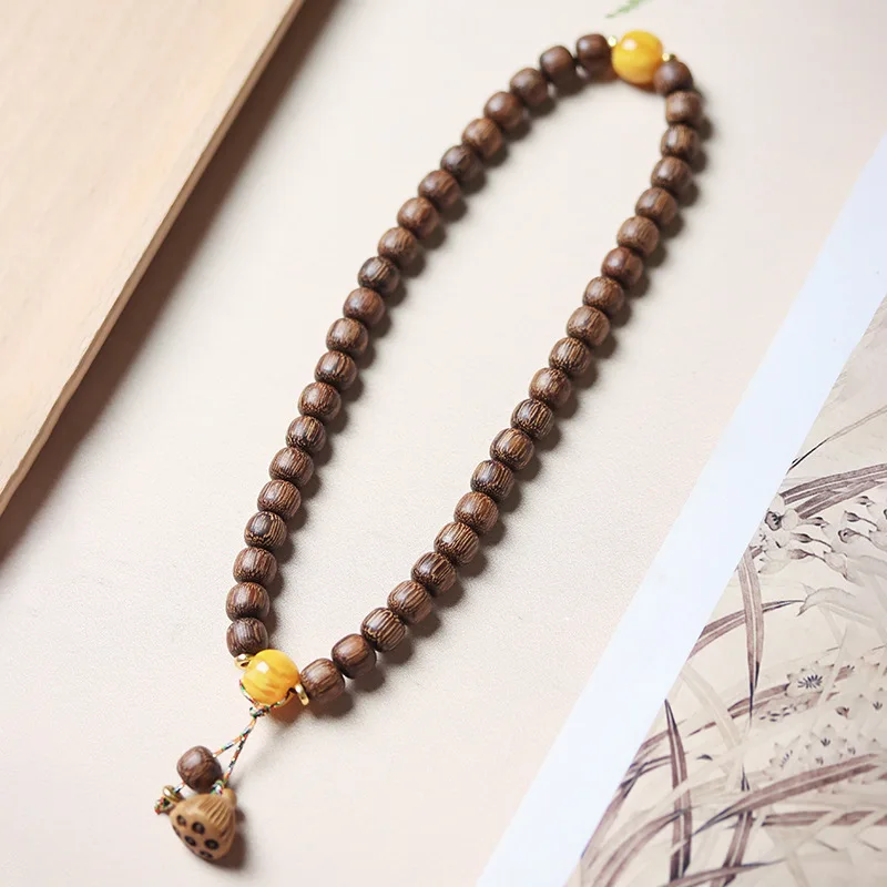 Vietnamese Nha Trang White Kynam Agarwood Bracelet Old-Style Beads Double-Circle Sinkable Rosary With Natural Fragrance Unisex