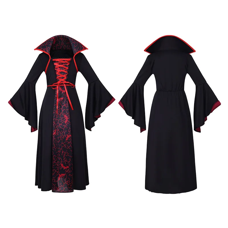 Fancy Vintage Cosplay Witch Princess Vampire Dress Costume Girl Carnival Dress Up Party Child Performance Halloween Clothing