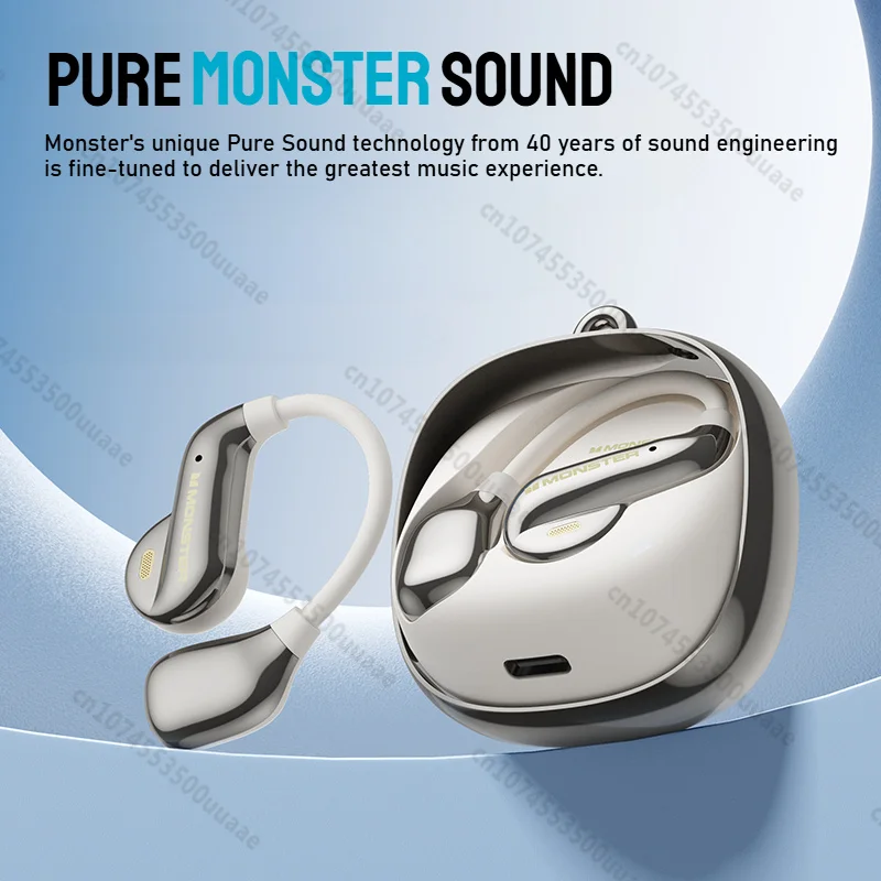 Auricolari a conduzione aerea Monster Open Ear AC390 360 °   Cuffie stereo Bluetooth 6.0 Cuffie sportive con cancellazione del rumore per chiamate DNC