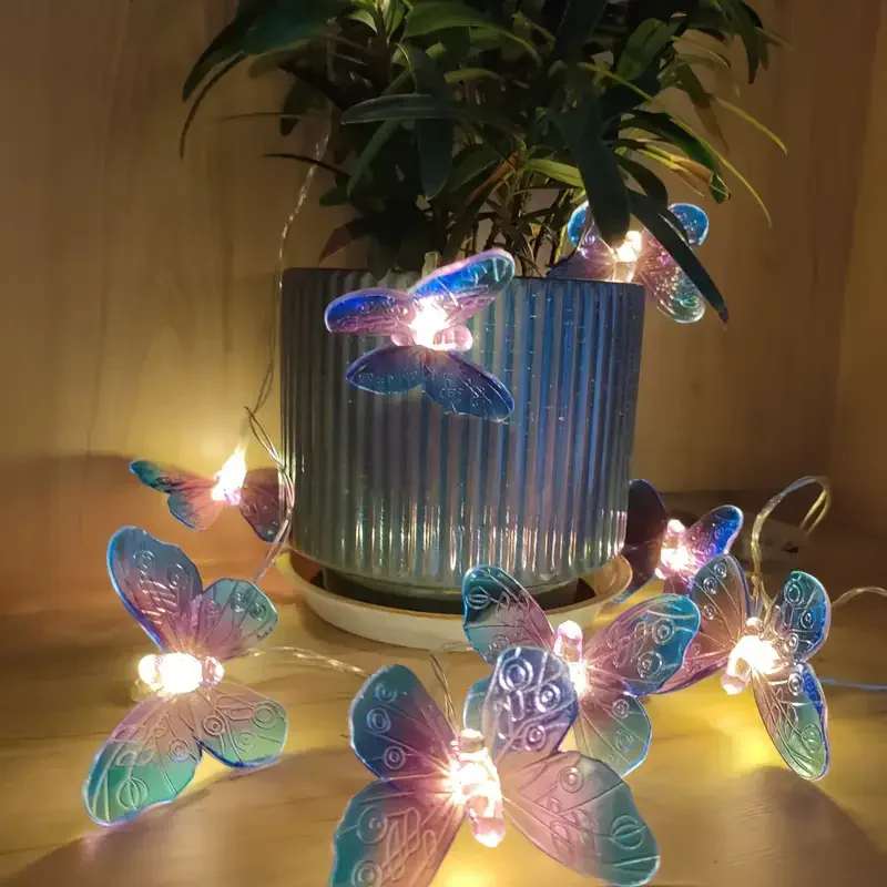 10/20/40 LED-Schmetterlings-Lichterketten für Innenräume, Feenlichter, Nachtlichter, Raumgirlanden, Vorhänge, Mädchen-Geburtstags-, Hochzeits- und Partydekoration – Detail 2