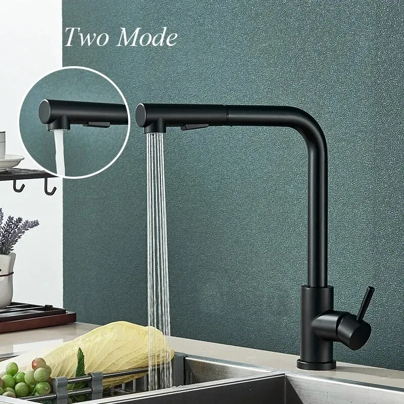 304 Stainless Steel Kitchen Faucet Retractable Sink Mixer Tap Two Mode Kitchen Sink Faucet Deck Mounted Crane Hot&Cold Mixer Tap