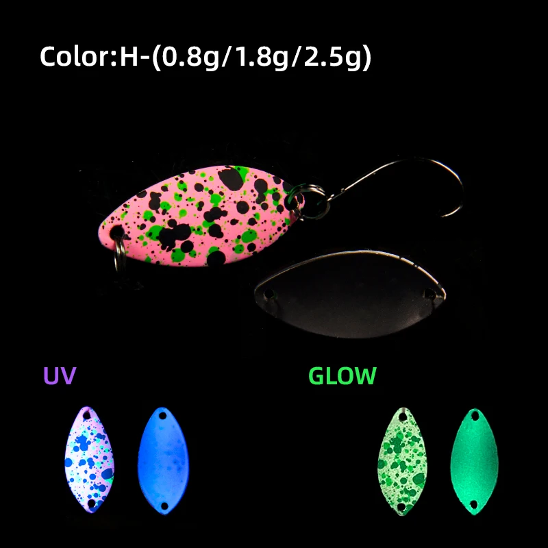 LETOYO 0,8/1,8/2,5g Mini Löffel Köder Leuchtende Löffel Köder UV Spinner Köder Harter Köder Künstliche köder Barsch Angeln Köder Bereich Forelle