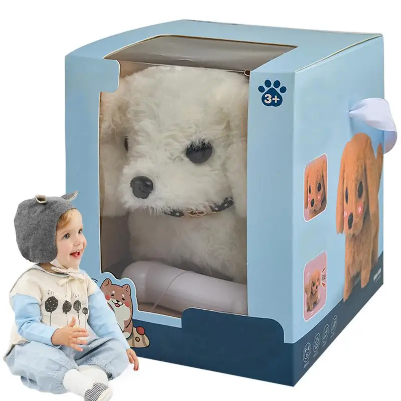 Simulazione di peluche realistica Giocattolo per bambini con cane intelligente Può camminare e chiamare Robot di peluche elettrico Cane da compagnia Regalo di Natale per bambini 0-7