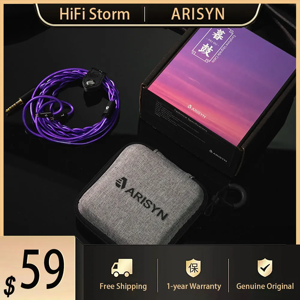 

New ARISYN MU GU Earphone Upgrade Cable High Purity Copper-Plated Silver 4.4mm Plug For HiF IEMs KZ Tangzu Kinera Wired Headset