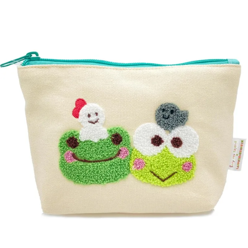 KEROKERO Keroppi Series Sanrio Co-branded Models Make-up Grocery Bag Plush Doll Hanging Tote Bag Water Cup Holder Anime Toy