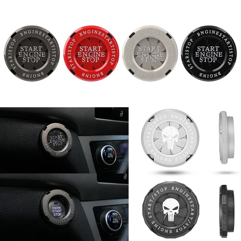 Universal Car Moto Engine Start Stop Button Cover Ignition Switch blade-type Rotatable Protection Cap Interior Decor Sticker