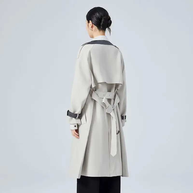 

SuperAen Women's Double-breasted Long-sleeve Fashion Casual England-style Coat Autumn New Patchwork Fashion Oversize Coats