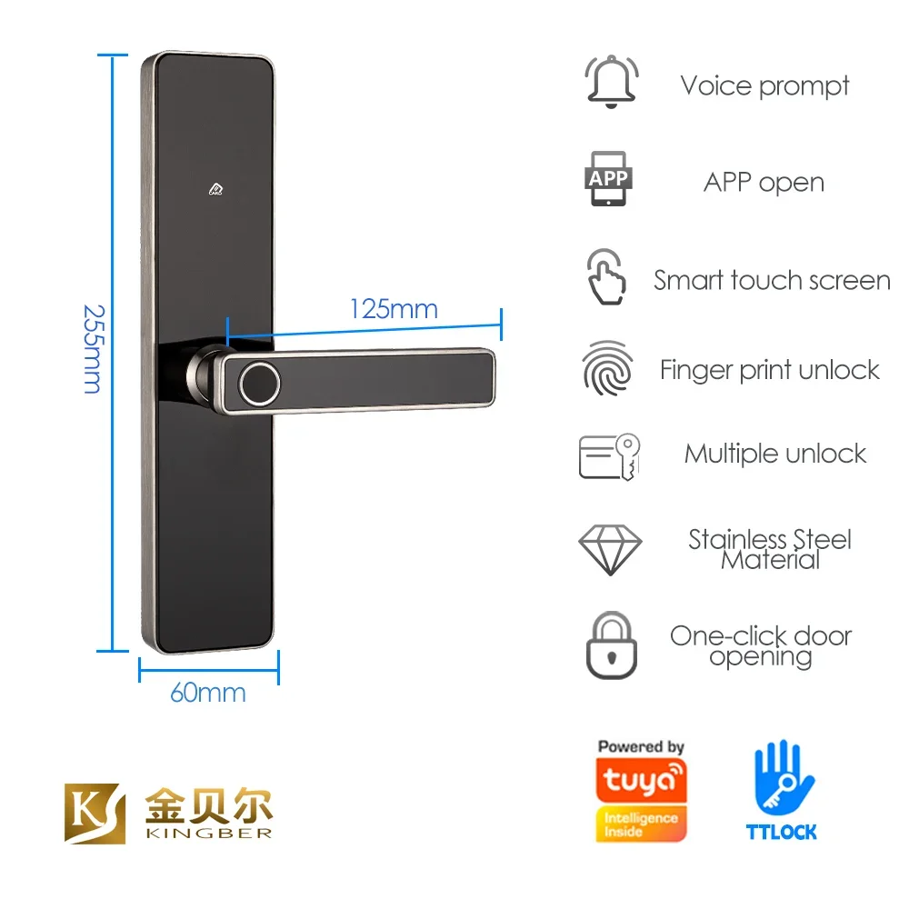 Cerradura de puerta Digital con huella dactilar, cerrojo inteligente con Control por aplicación de teléfono móvil, novedad