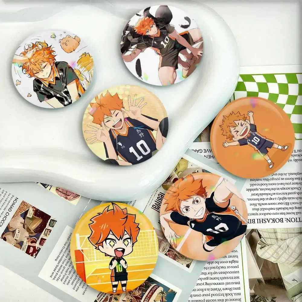 Shoyo Hinata Cartoon Badges 25 32 44 58 75 mm Round Fans Collect Friends Gifts Brooch Souvenir