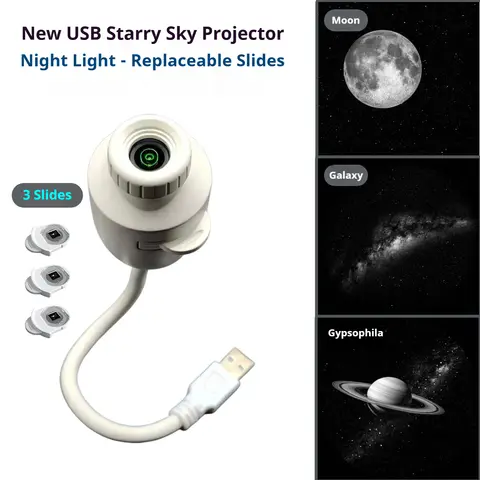 2-in-1 Star Projector Night Light, Replaceable Films, Eye-friendly Decor Lamp for Bedroom, Ideal Gift