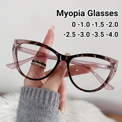 Vintage High Definition Lens Near Sight Glasses Trendy Women Cat Eye Myopia Eyeglasses Anti-blue Light Female Eyeglasses