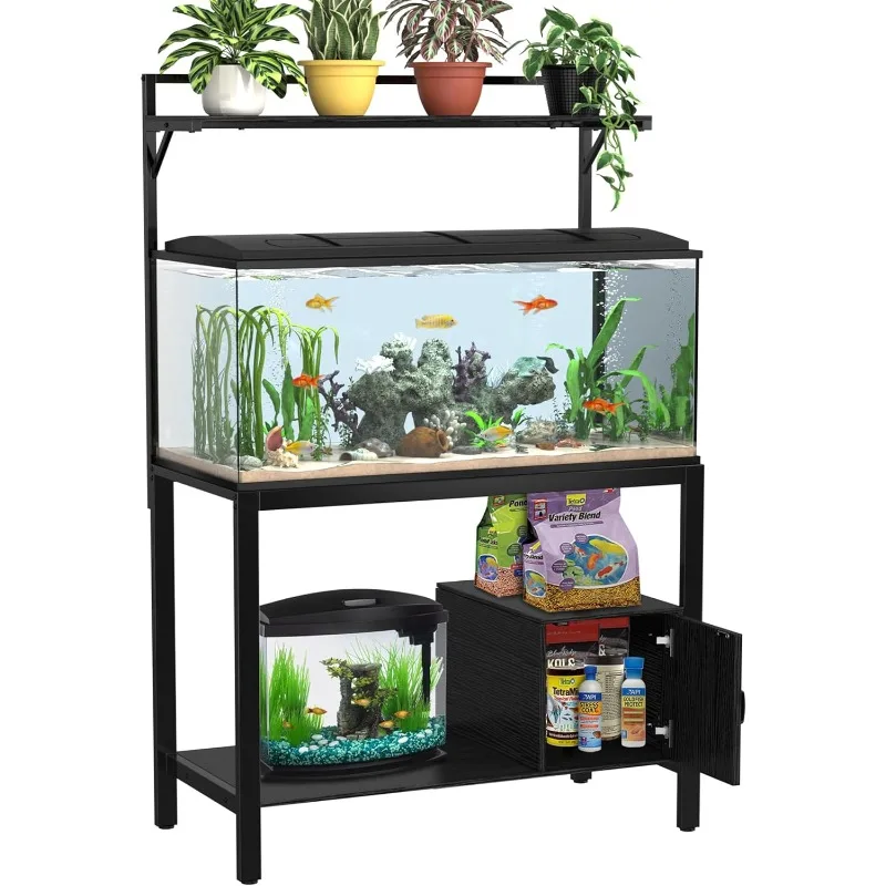 Imagem -02 - Metal Aquarium Stand com Cubby Armazenamento Galão Fish Tank Plant Shelf Tabletop Turtle Tank 366 x 185