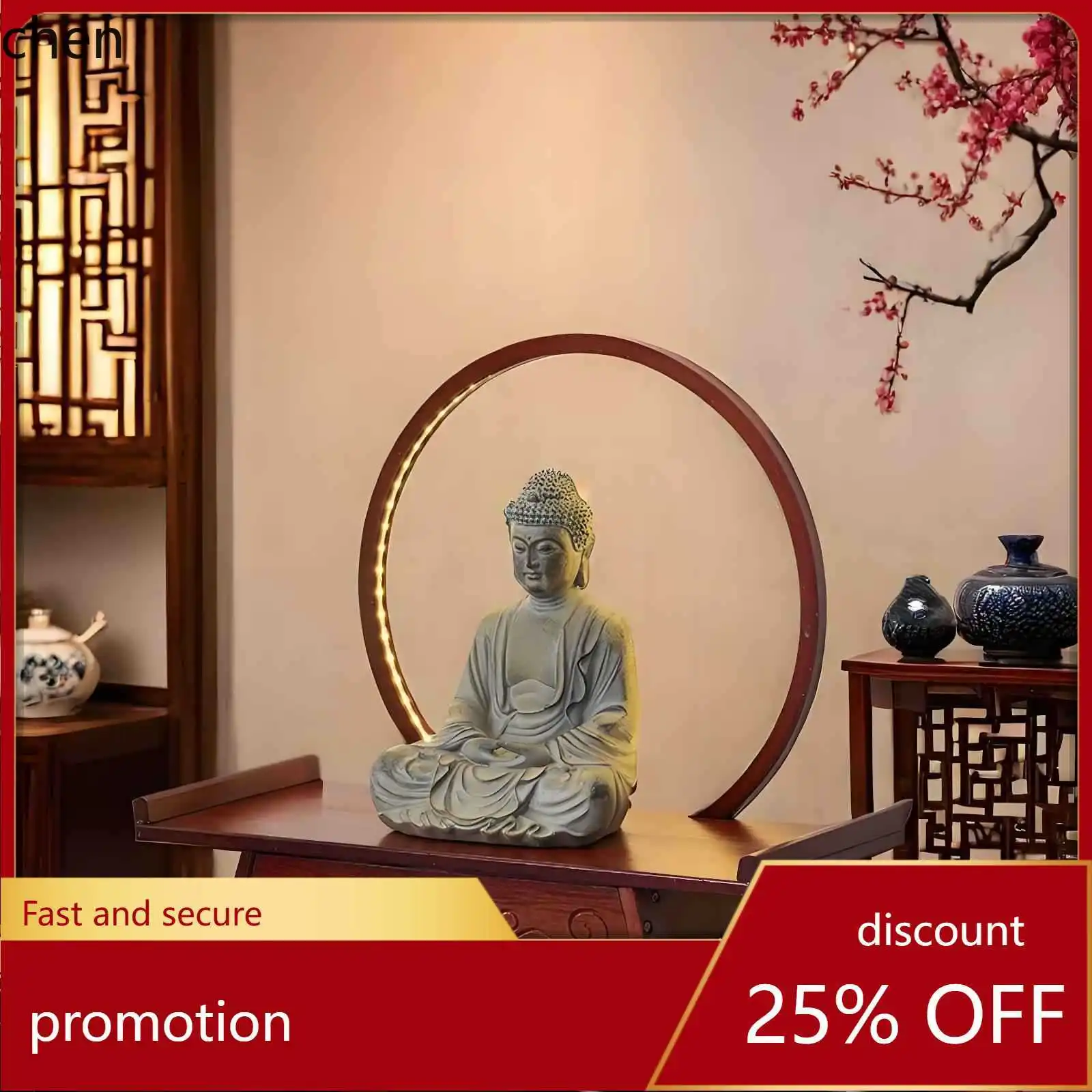 

HT Small Guanyin Buddha Statue Altar Mini Buddha Table Desktop God of Wealth Base God Slot Holder Incense Table