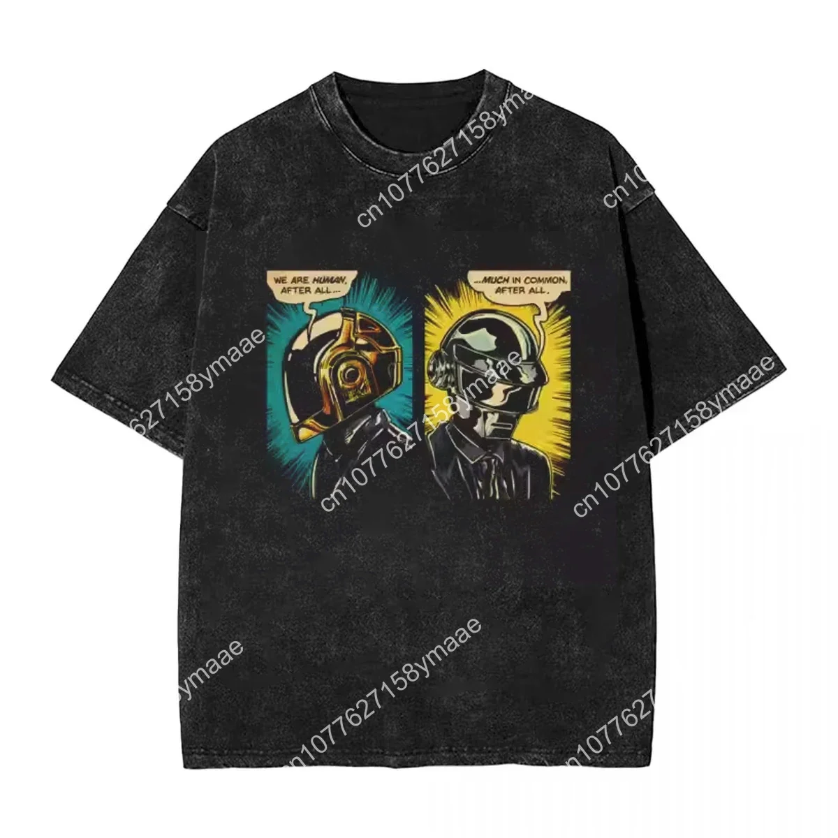 Daft Punk Vintage Washed T Shirt Hip Hop Harajuku Streetwear Short Sleeve Summer Tops Tee Men's Women Oversized Loose Casual y2k