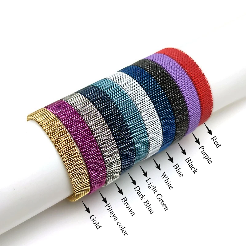 

New Style 316L Titanium Steel Elastic Spring Wrist Band Stretch Mesh Bracelets Unique Colorful Bangles for Woman Men Daily Gifts