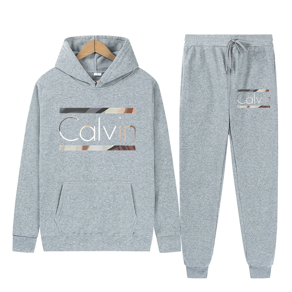 Męskie komplety dresowe na jesień i zimę, bluzy z okrągłym dekoltem i długim rękawem, spodnie sportowe, modne, luźne.