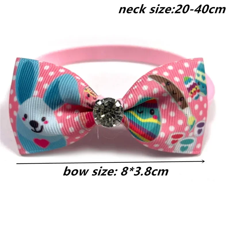 Wholesale Easter Pet Dog Bow Ties with Shiny Rhinestones Dog Accessories Small Dog Collar Pet Puppy Grooming Supplies