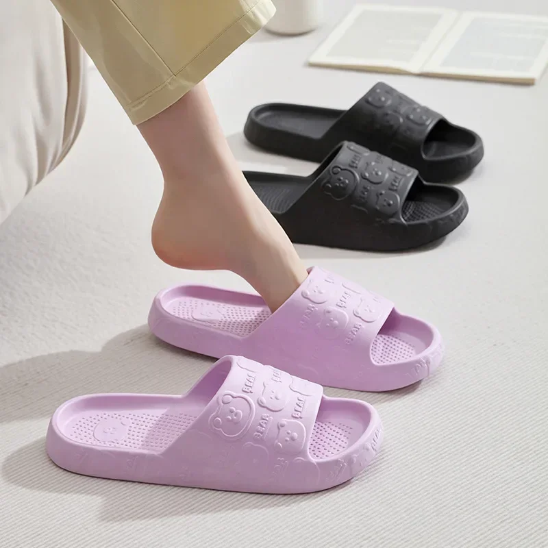 

Женские тапочки с милым медведем и принтом для пары, летние домашние мягкие сандалии с героями мультфильмов, Нескользящая уличная удобная мужская обувь для отдыха
