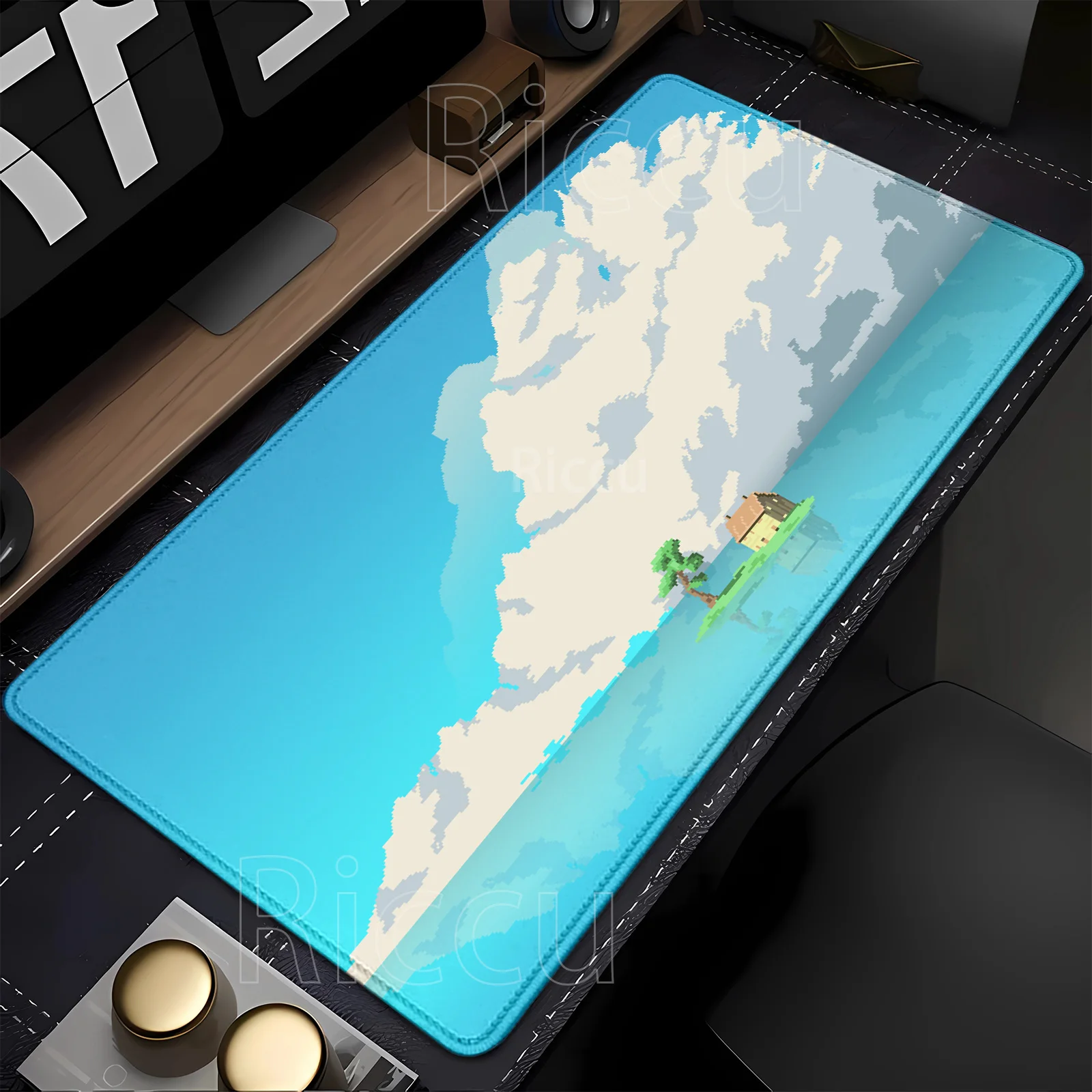 Ländliches Cottage, Feldlandschaft, Pixel-Mauspad, Landschaft, Berge, Sonnenuntergang, Cartoon-Mauspad, Computer, rutschfest, HD-Druck, PC-Schreibtischunterlage