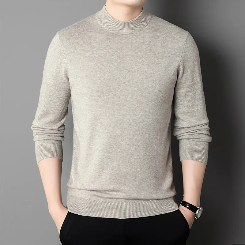 

Long Sleeve Knitwear Men's Autumn and Winter New Warm Anti-Pilling Half Turtleneck Solid Color Casual Slim Fit Sweater