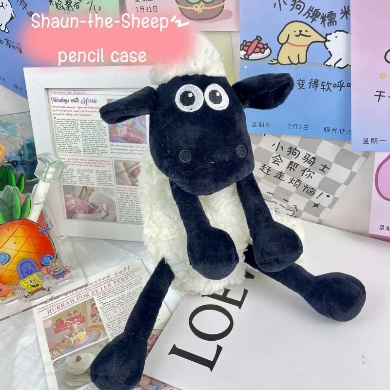 Animal Shaun The Sheep Cute Plush Pen Bag Student Stationery Storage Bag Cute Soft Cute Healing Back To School Gift for Girls